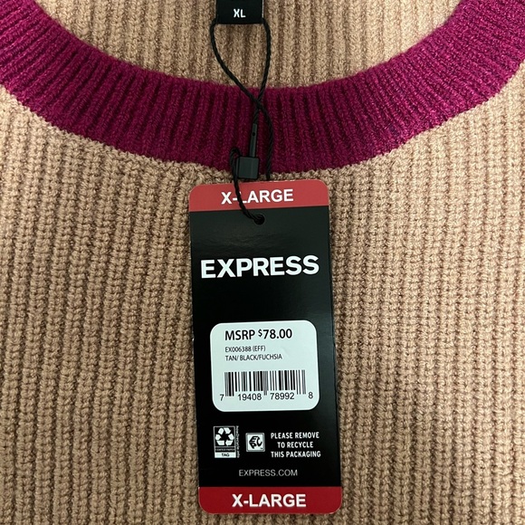 Express Colorblock Sweater - Tan, Black, and Pink XL - Picture 4 of 8